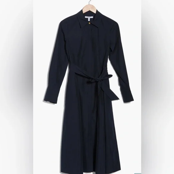 DEREK LAM 10 CROSBY stunning Annette Pleated Shirtdress - Navy 69% off retail - Picture 3 of 13